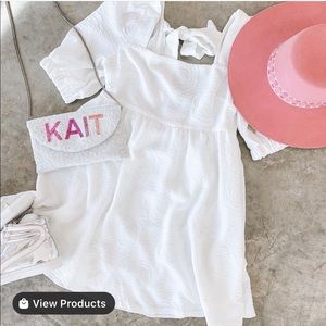 White floral square neck Babydoll Dress